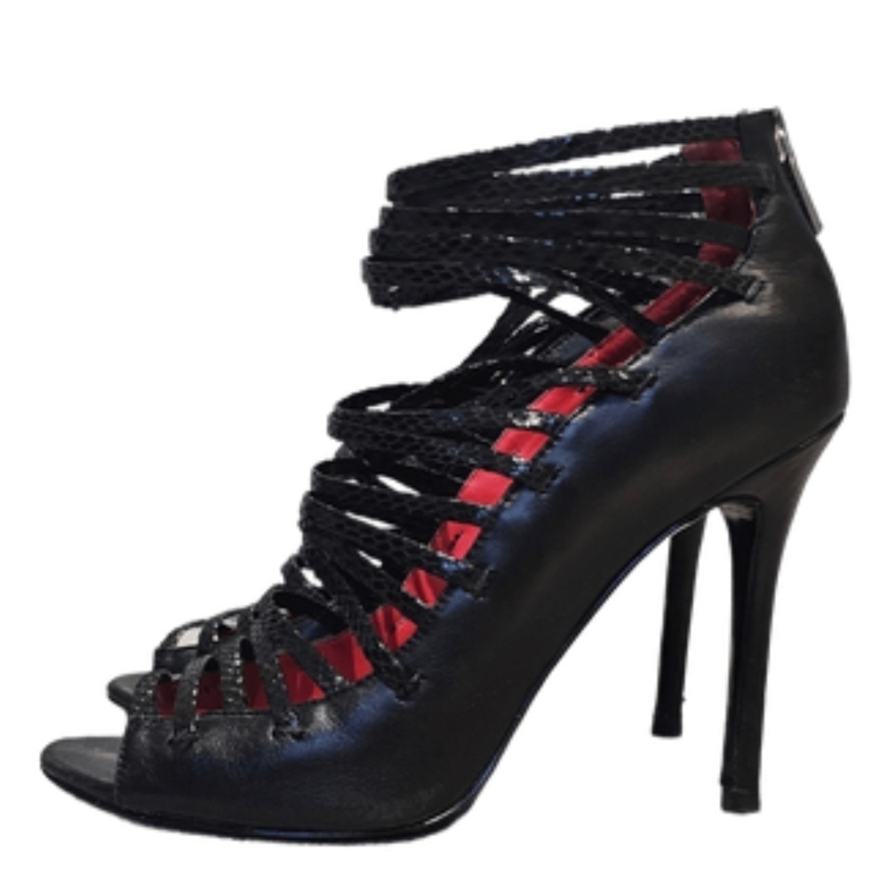Charles Jourdan Strappy Black Stiletto Heels – Size 9